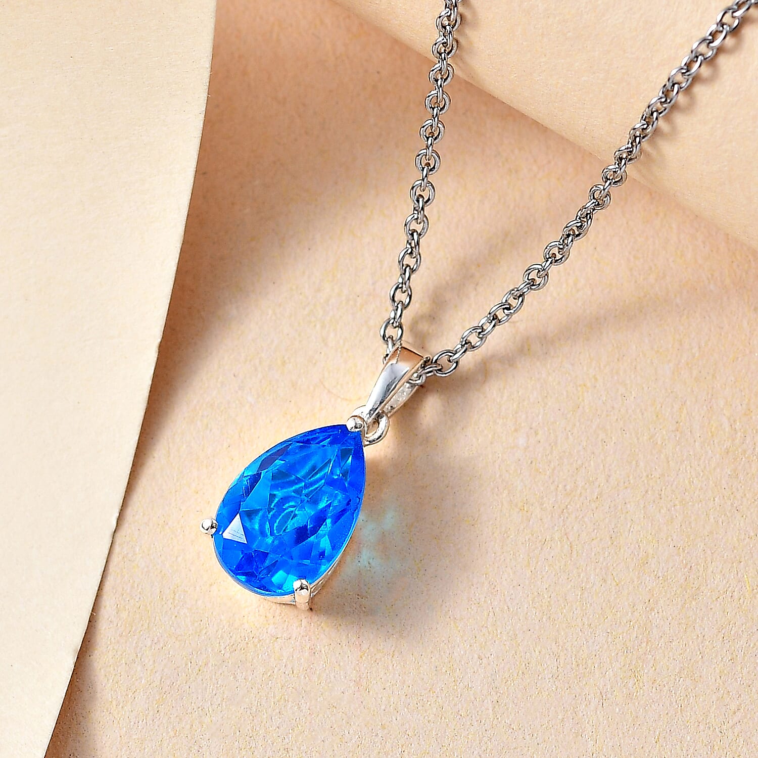 Carribean Quartz Sterling Silver Pendant with Chain (Size 20) 3.500  Ct.