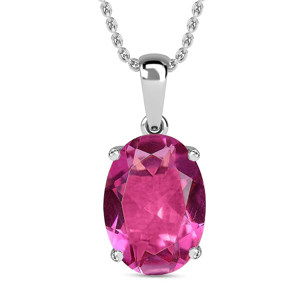 Radiant Orchid Quartz Pendant with Chain (Size 20) in Silver 6.25 Ct.