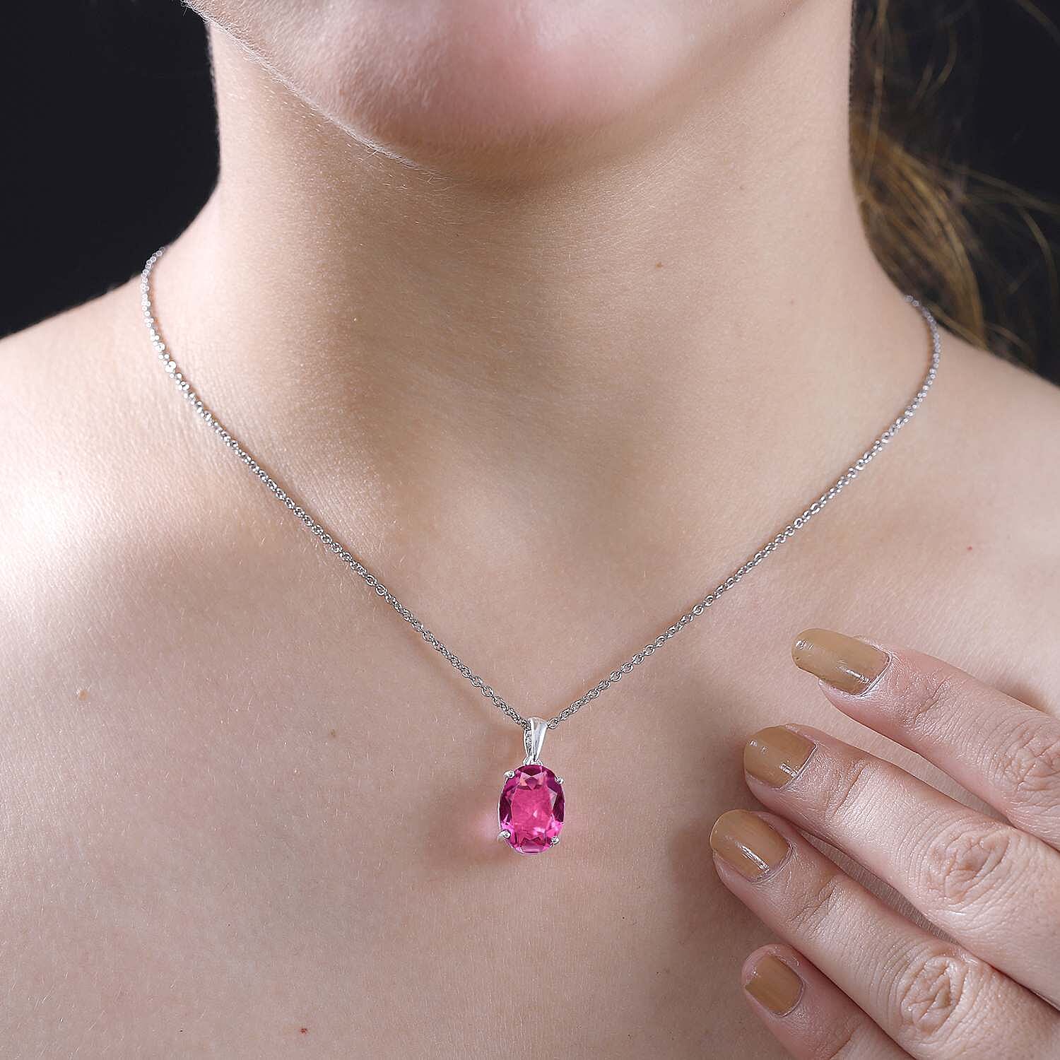 Radiant Orchid Quartz Pendant with Chain (Size 20) in Silver 6.25 Ct.
