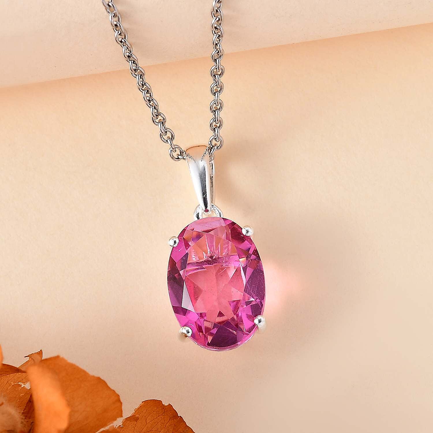 Radiant Orchid Quartz Pendant with Chain (Size 20) in Silver 6.25 Ct.