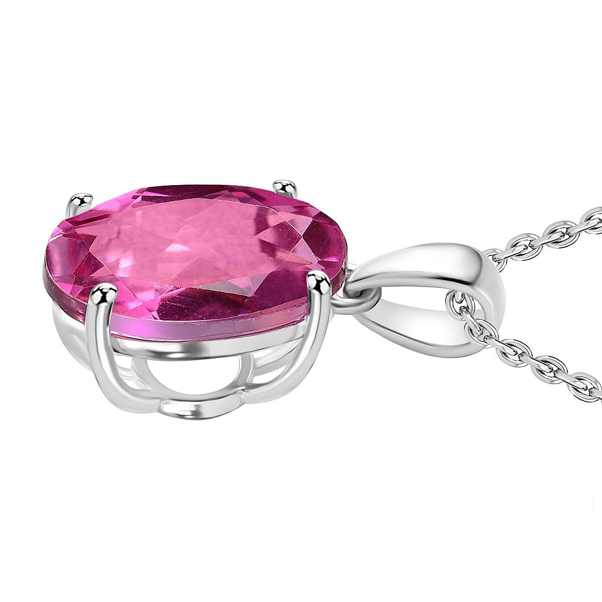 Radiant Orchid Quartz Pendant with Chain (Size 20) in Silver 6.25 Ct.