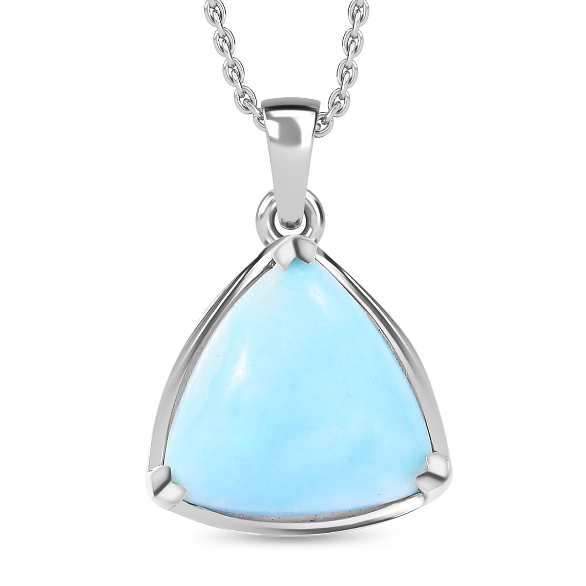 Chinese Blue Aragonite Pendant with Chain (Size 20) in rhodium Sterling Silver  5.700  Ct.