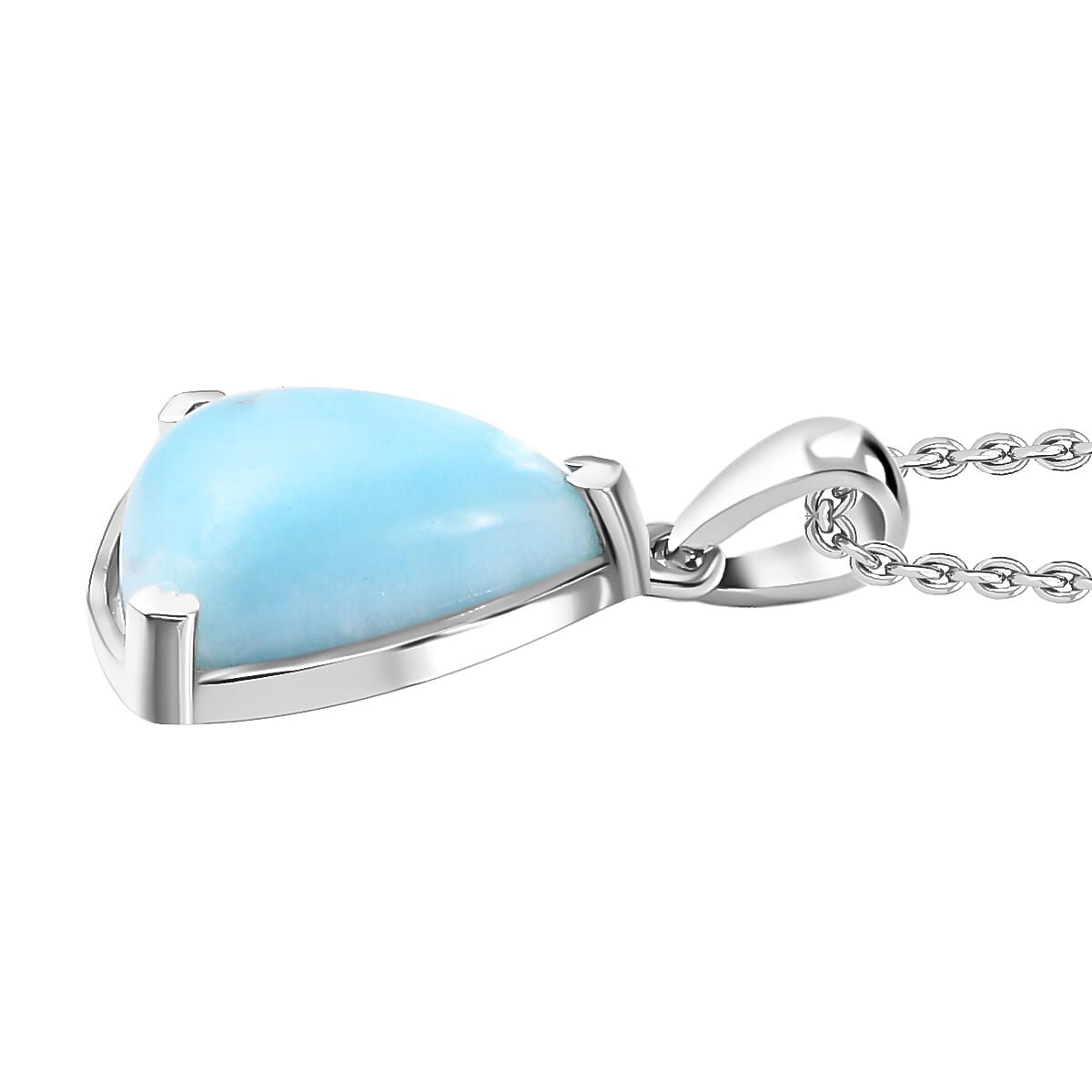 Chinese Blue Aragonite Pendant with Chain (Size 20) in rhodium Sterling Silver  5.700  Ct.