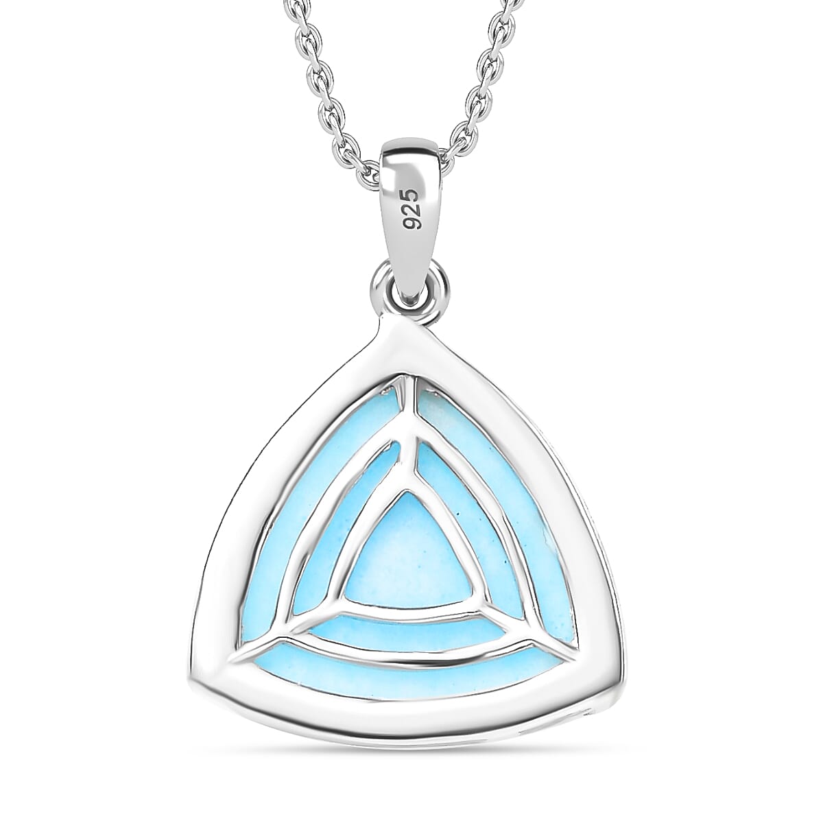 Chinese Blue Aragonite Pendant with Chain (Size 20) in rhodium Sterling Silver  5.700  Ct.