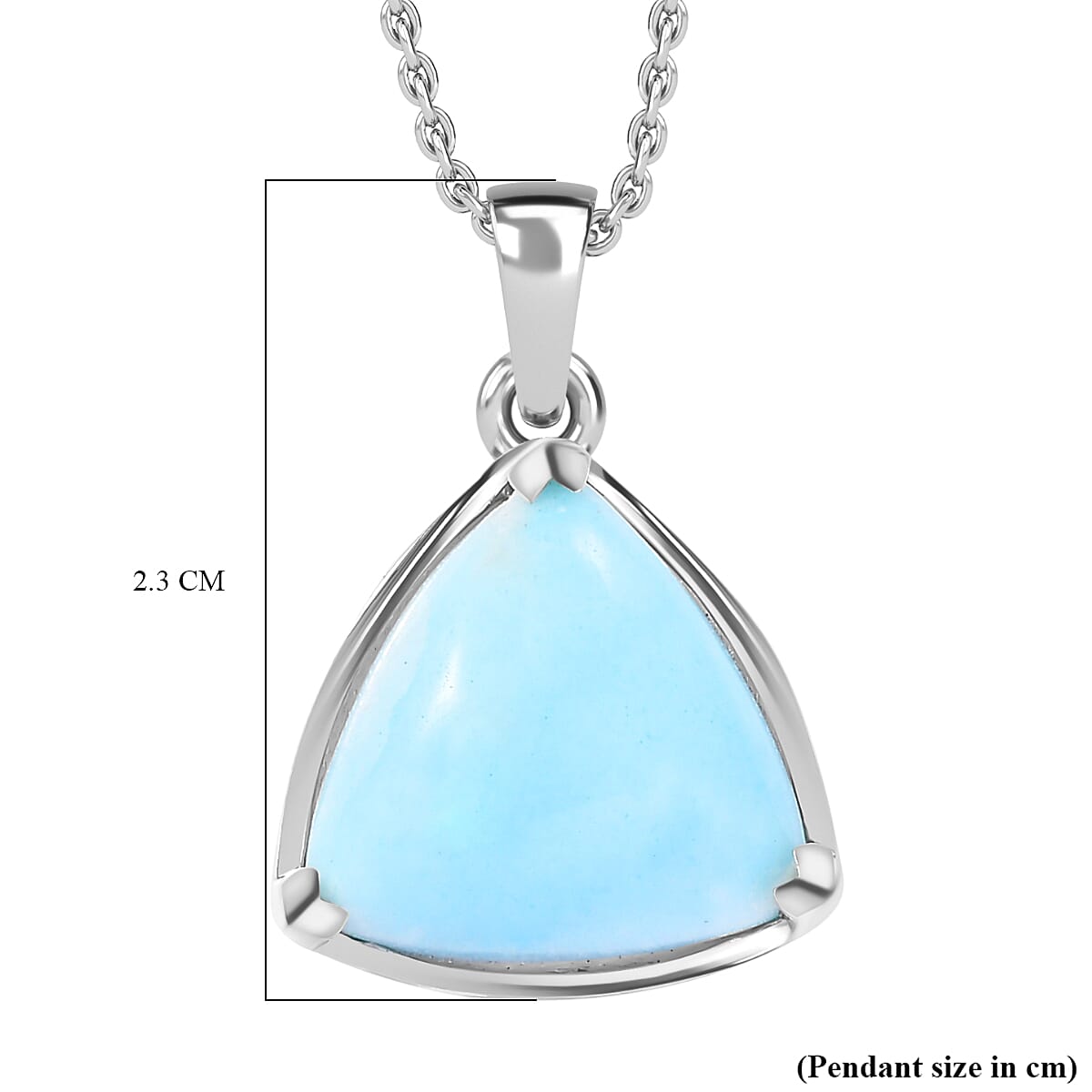 Chinese Blue Aragonite Pendant with Chain (Size 20) in rhodium Sterling Silver  5.700  Ct.
