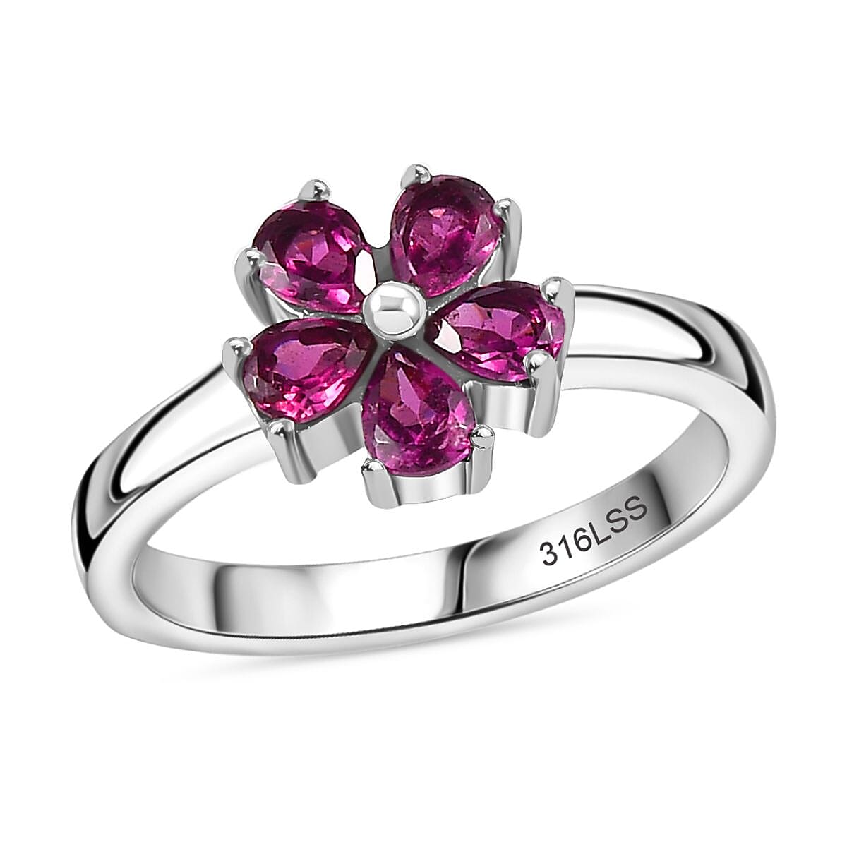 3 Piece Set -  Rhodolite Garnet Ring, Earring, Pendant with Chain (Size 20)  3.30 Ct.