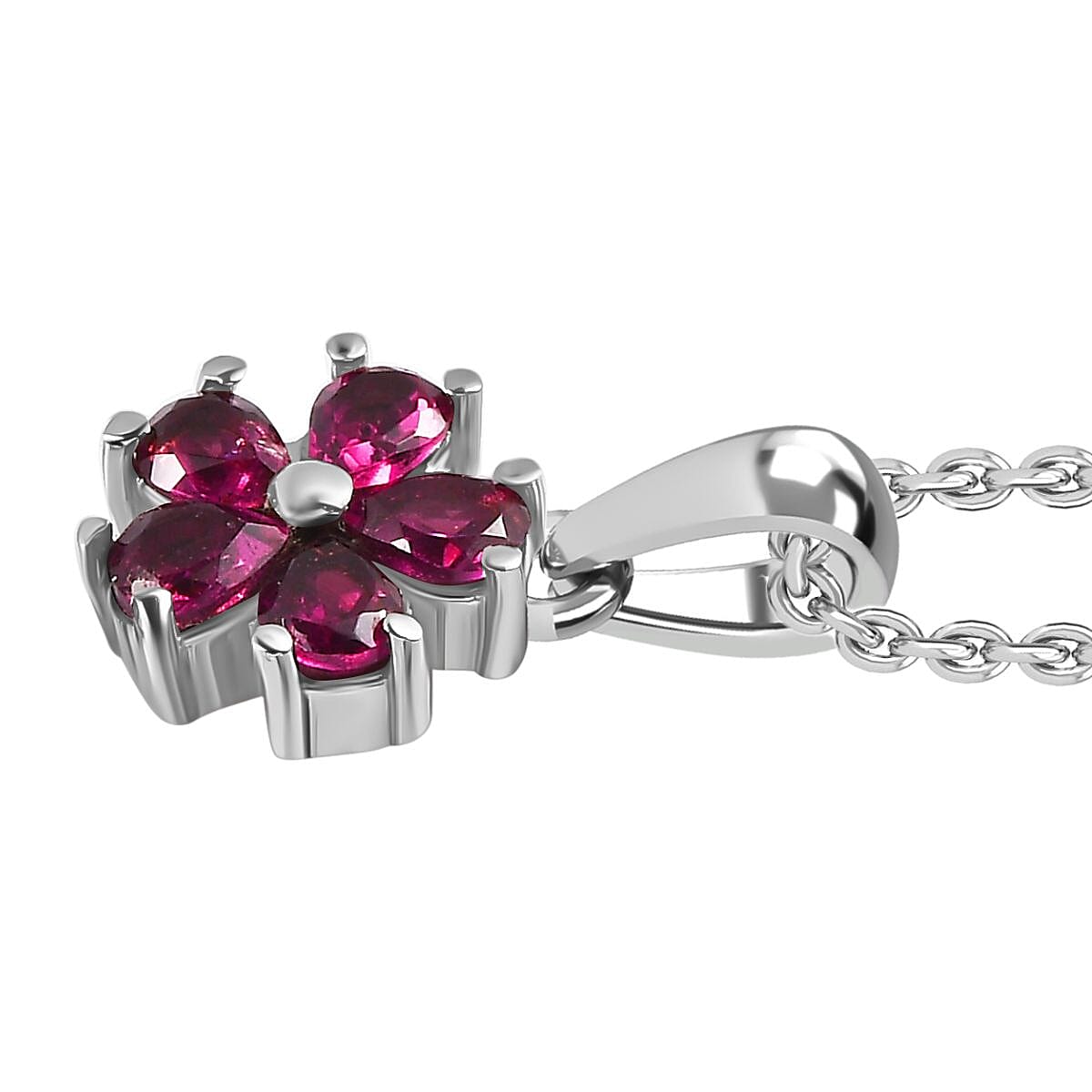 3 Piece Set -  Rhodolite Garnet Ring, Earring, Pendant with Chain (Size 20)  3.30 Ct.