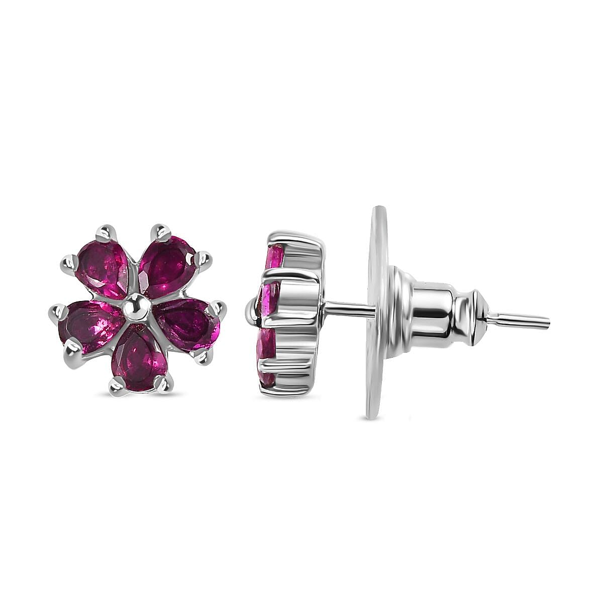 3 Piece Set -  Rhodolite Garnet Ring, Earring, Pendant with Chain (Size 20)  3.30 Ct.