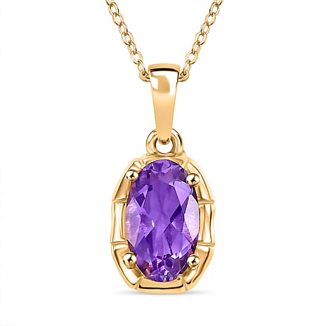 Bamboo Structure Inspired Natural Rose De Morocco Amethyst Pendant with Chain (Size 20) in 18K YG Vermeil Sterling Silver 2.300 Ct.