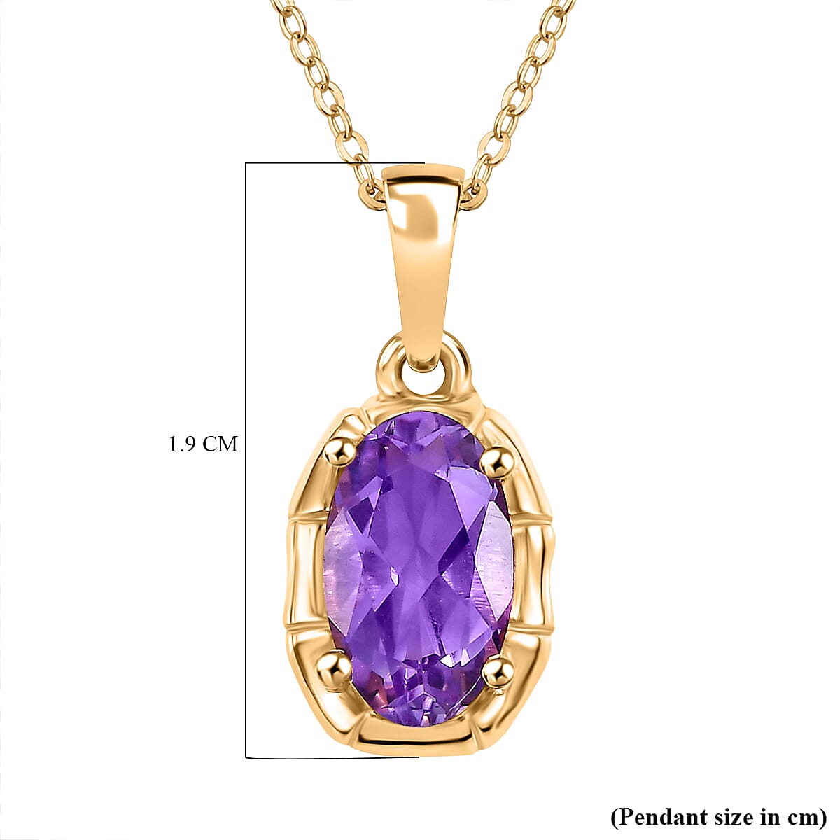 Bamboo Structure Inspired Natural Rose De Morocco Amethyst Pendant with Chain (Size 20) in 18K YG Vermeil Sterling Silver 2.300 Ct.