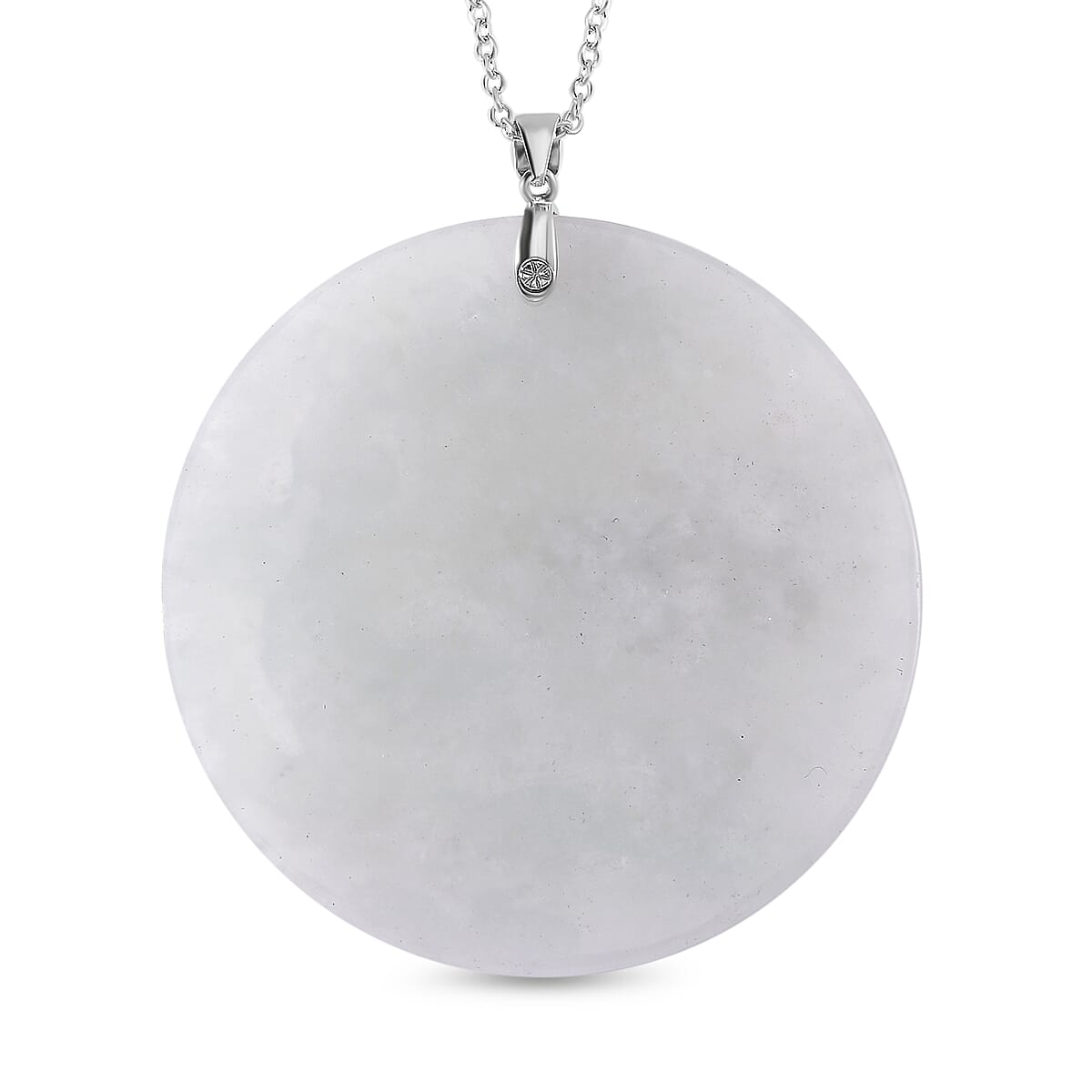 Extremely Rare Find - Dragon Carved Natural White Jadeite Jade Pendant with Chain (Size 20) in Platinum OverlaySterling Silver 120.00 Ct.