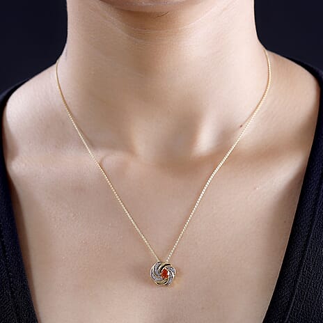 Nigerian Natural Spessartine Garnet, White Zircon Pendant With Silver Chain (Size 20) in 18K Vermeil Yellow Gold Plated Sterling Silver 1.280 Ct.