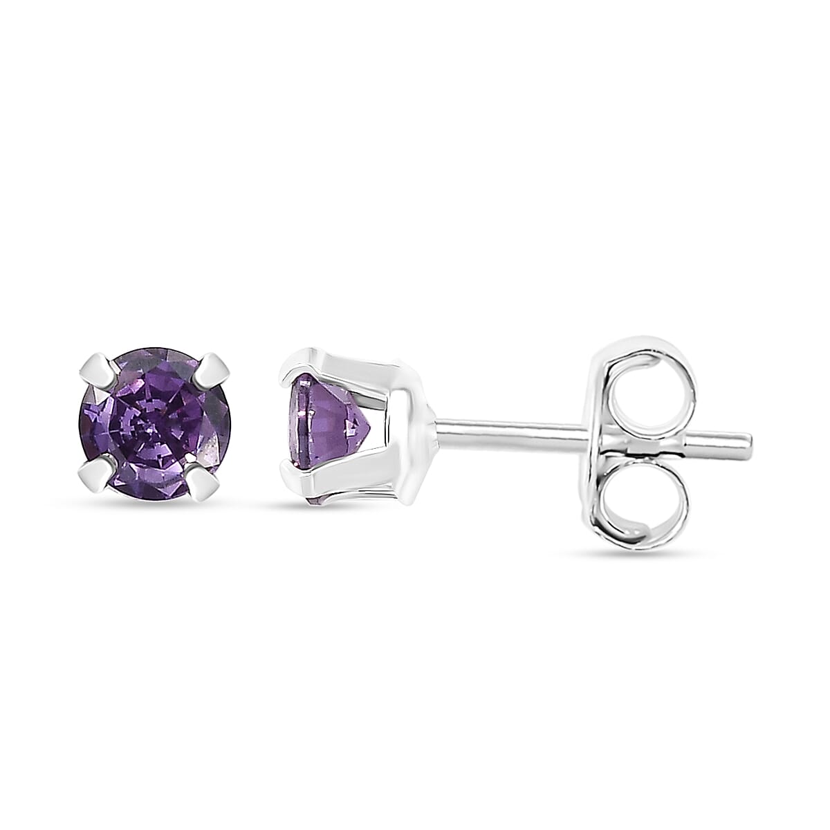 Set of 3 -  Garnet Cubic Zirconia  Peridot Cubic Zirconia  Amethyst Cubic Zirconia Earring  Sterling Silver  3.000  Ct.