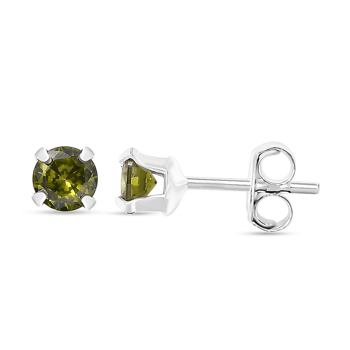 Set of 3 -  Garnet Cubic Zirconia  Peridot Cubic Zirconia  Amethyst Cubic Zirconia Earring  Sterling Silver  3.000  Ct.