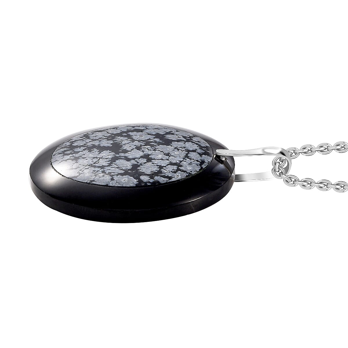 Close Out Deal- Snow Flake Obsidian Pendant with Chain (Size 20)  73.00 Ct.