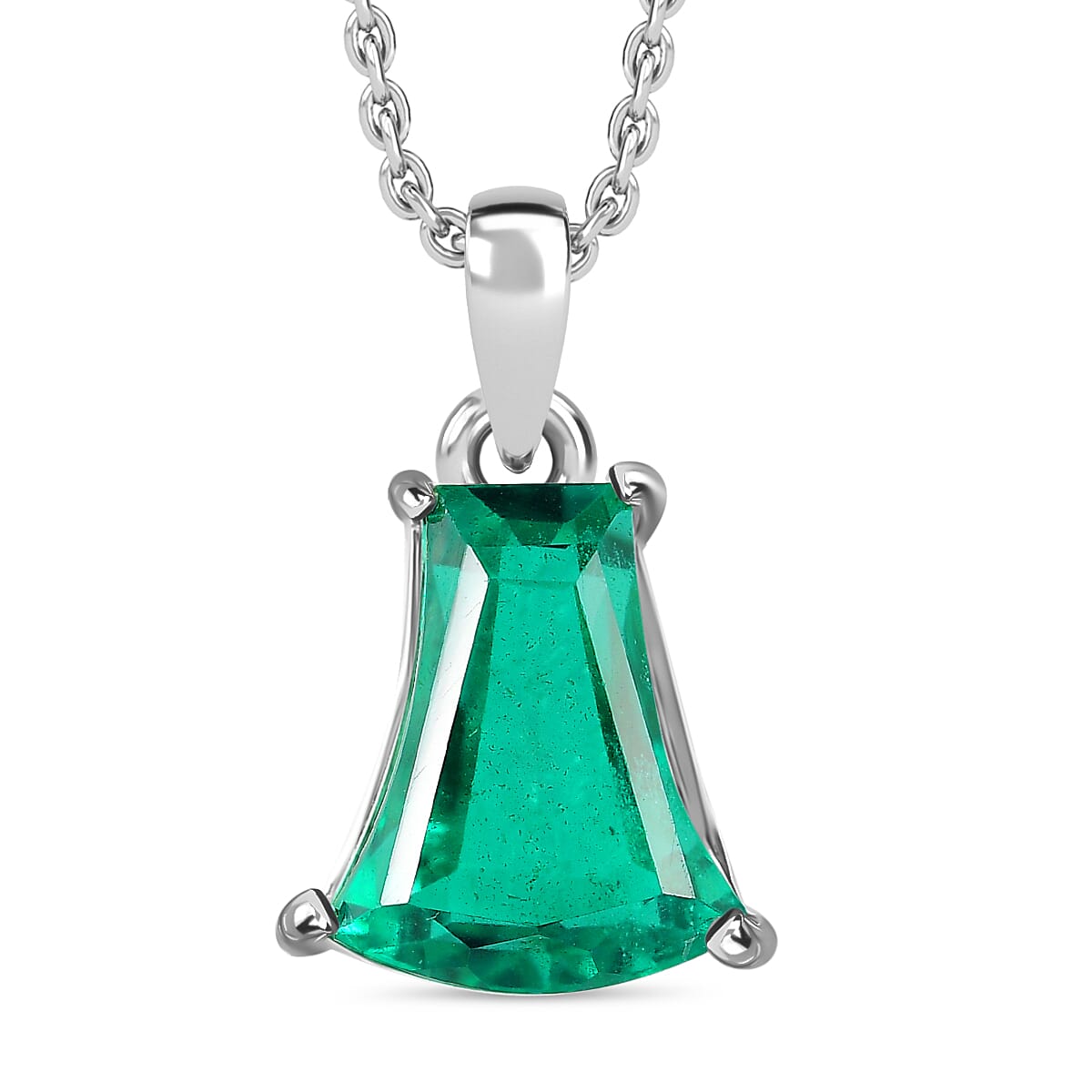 Emeraldine Quartz Pendant in Platinum Overlay Sterling Silver 5.00 Ct.