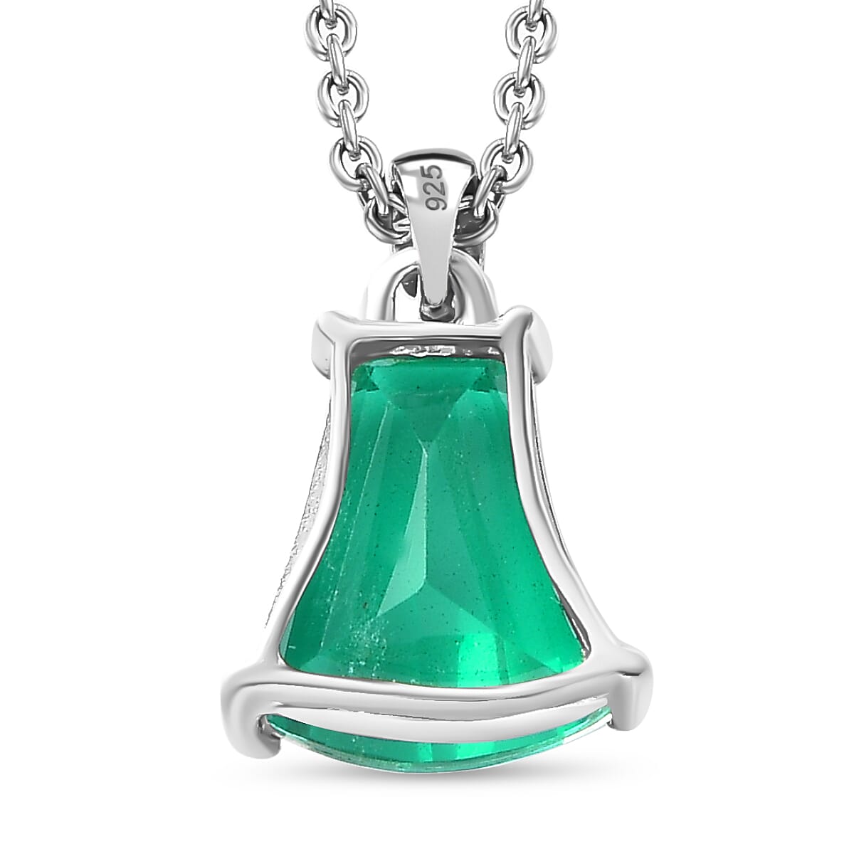 Emeraldine Quartz Pendant in Platinum Overlay Sterling Silver 5.00 Ct.
