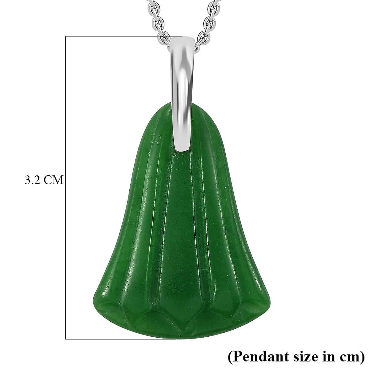 Green Jade Pendant with Chain (Size 20) in Platinum Overlay Sterling Silver  24.000  Ct.
