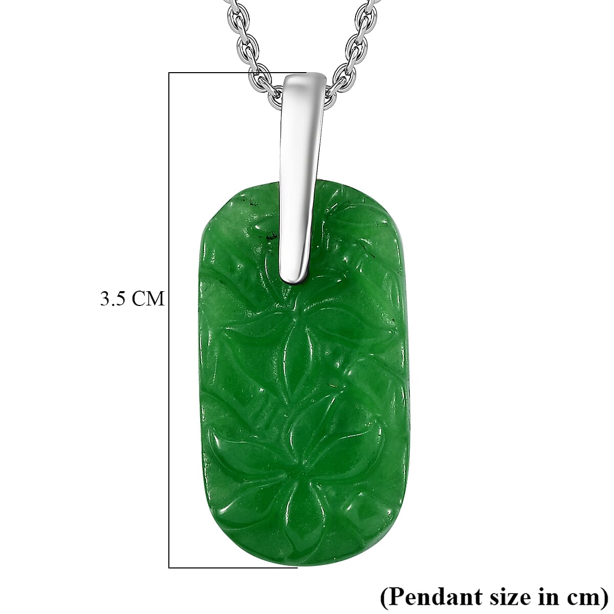Green Jade Pendant with Chain (Size 20) in Platinum Overlay Sterling Silver  15.000  Ct.