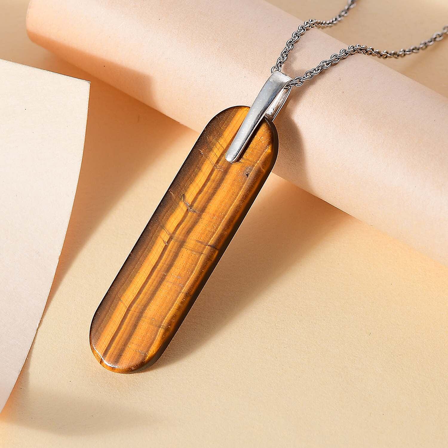 Tigers Eye Pendant with Chain (Size 20) Mix Metal 28.000 Ct.