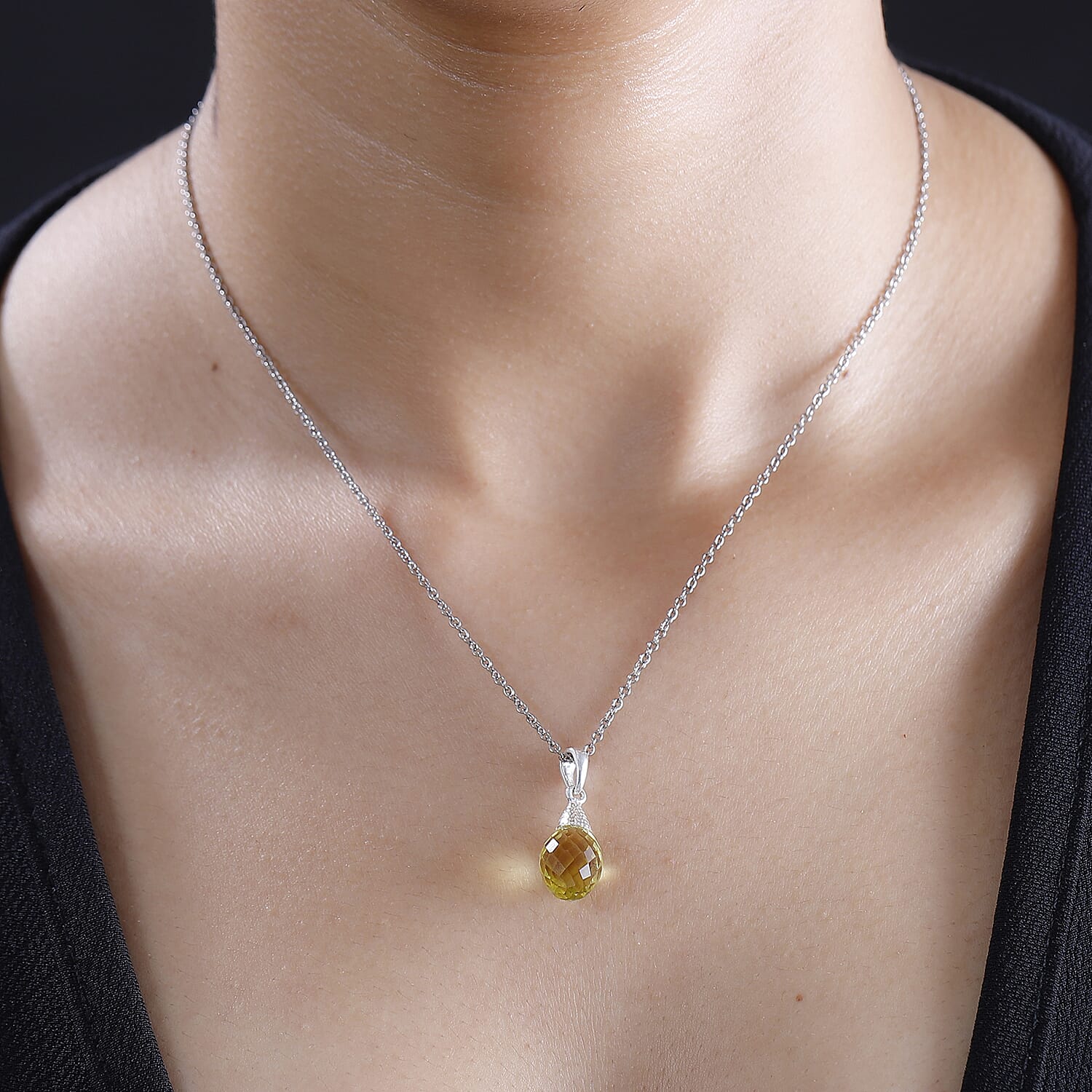 Lemon Quartz Pendant with Chain (Size 20)  7.50  Ct.