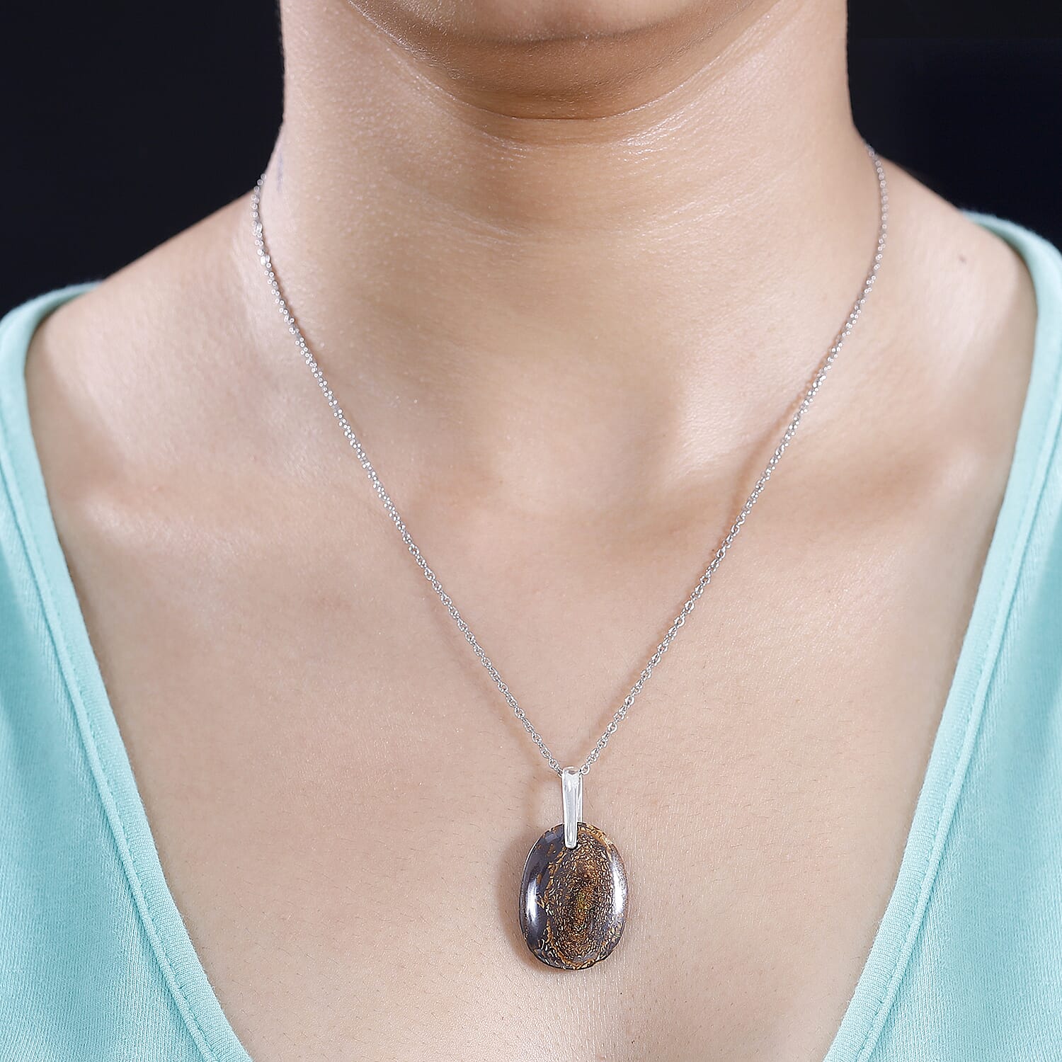 Boulder Opal Sterling Silver Pendant with Chain (Size - 20) 25.00 Ct.