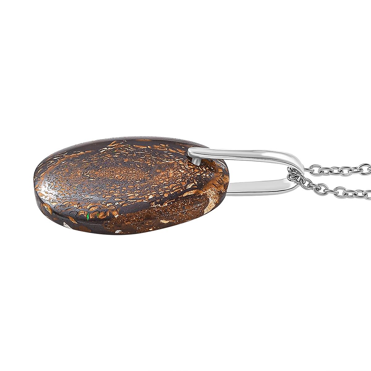 Boulder Opal Sterling Silver Pendant with Chain (Size - 20) 25.00 Ct.