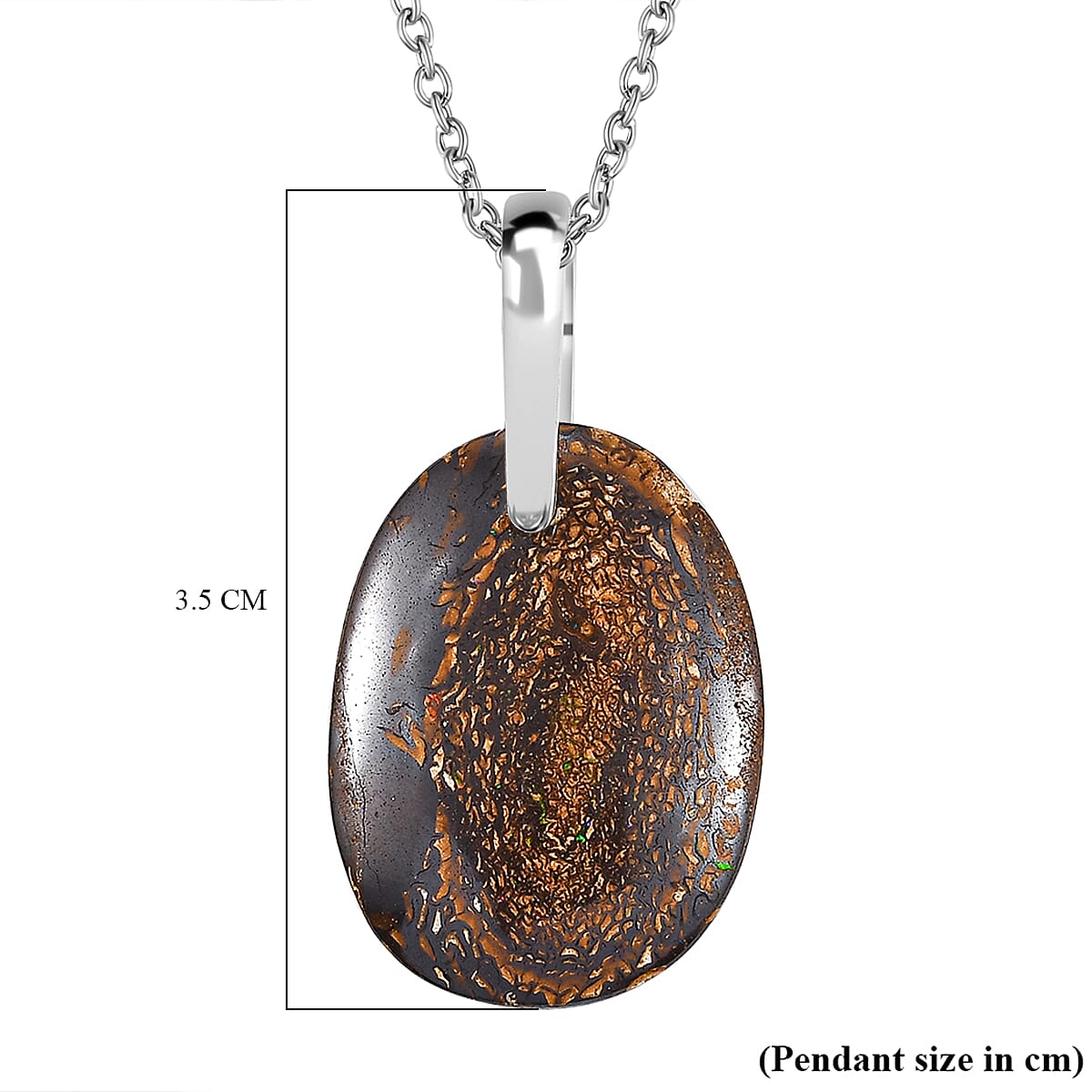 Boulder Opal Sterling Silver Pendant with Chain (Size - 20) 25.00 Ct.