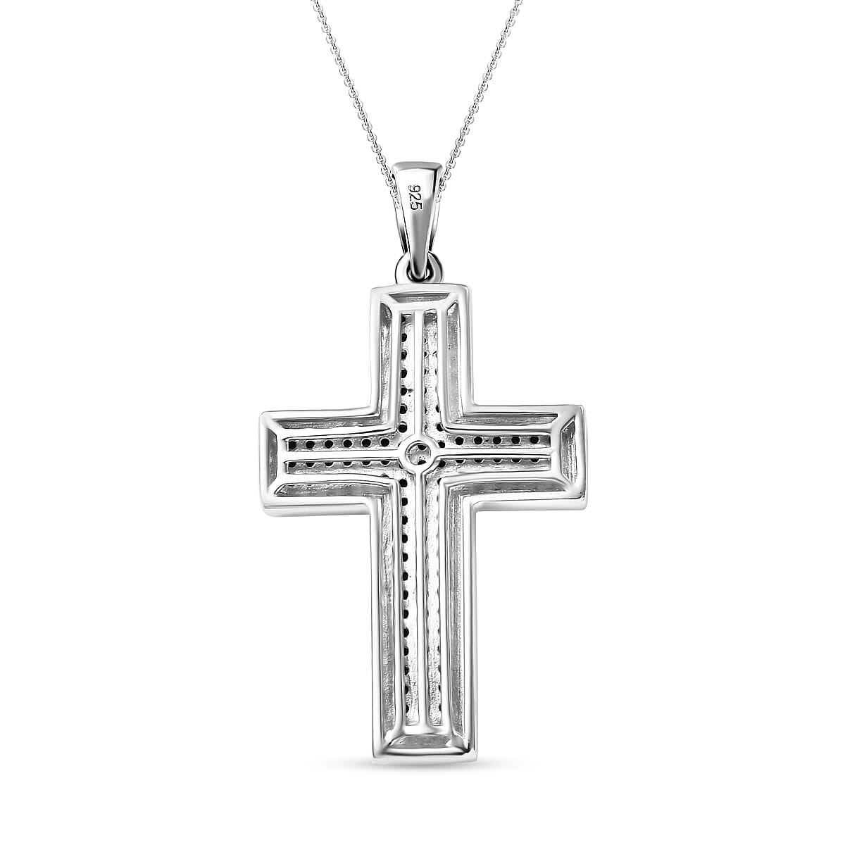 AAA Red Garnet Cross Pendant with Chain (Size 20) in Rhodium Overlay Sterling Silver 1.05 Ct.