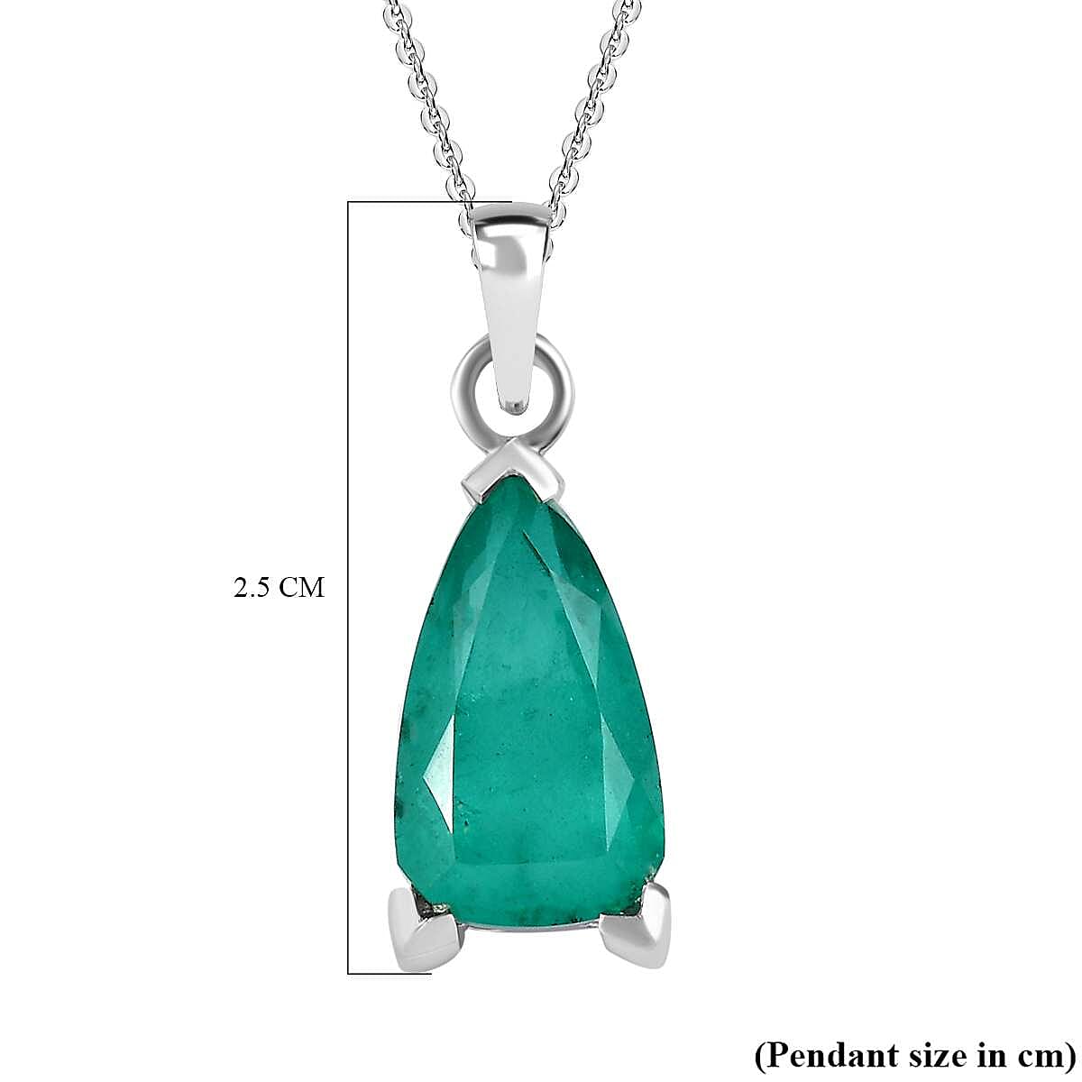 Emeraldine Quartz Pendant with Chain (Size - 20) in Rhodium Overlay Sterling Silver 5.65 Ct.