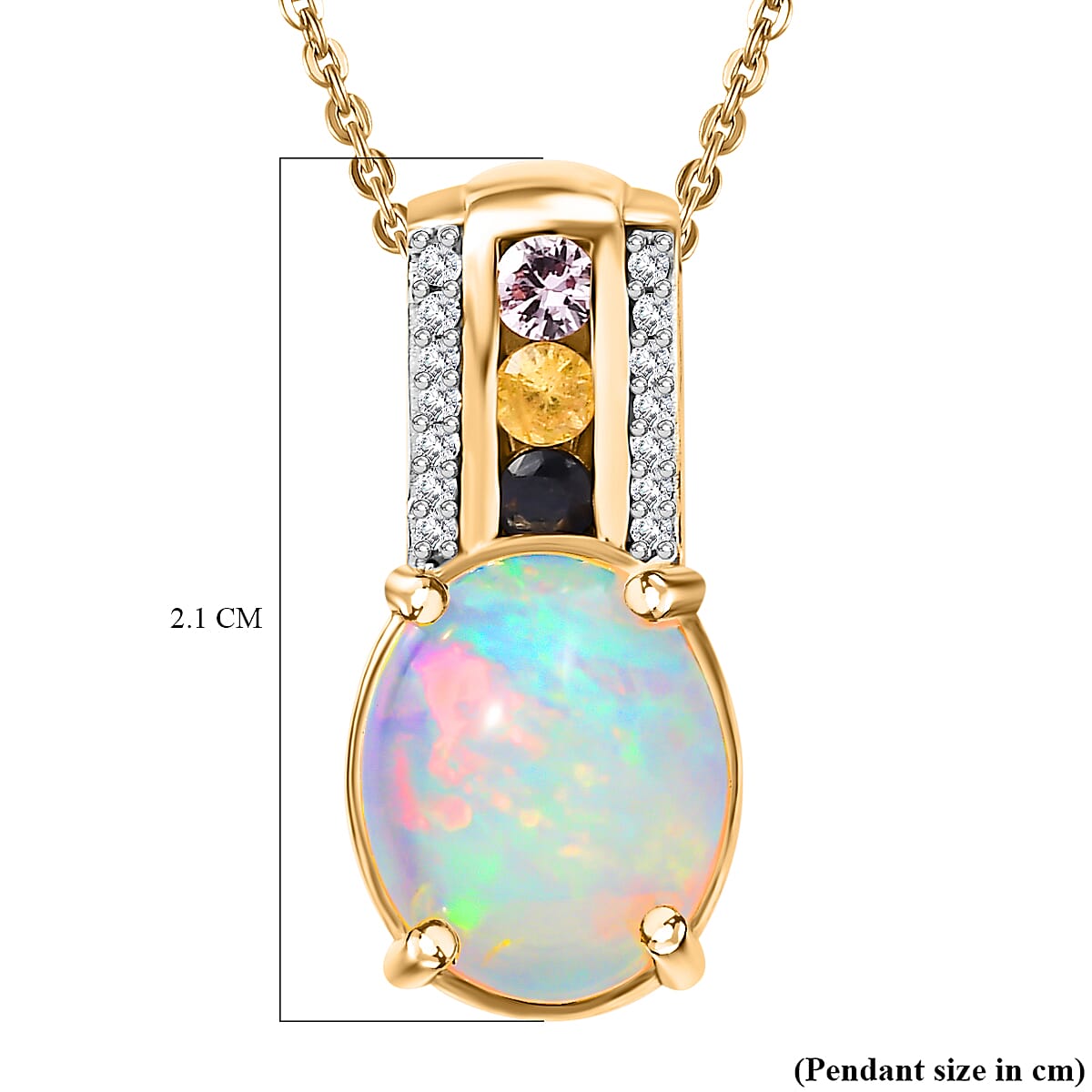 10KT Yellow Gold Pendant with White and sale Fire Opal