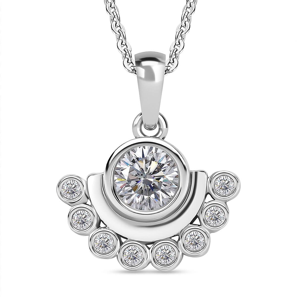 J Francis - SWAROVSKI ZIRCONIA Art Deco Pendant with Chain (Size 20) in Rhodium Plated Sterling Silver 0.96 ct. - 4305072 - TJC J Francis - SWAROVSKI ZIRCONIA Art Deco Pendant with Chain (Size 20) in Rhodium Plated Sterling Silver 0.96 ct. - 4305072 - TJC
