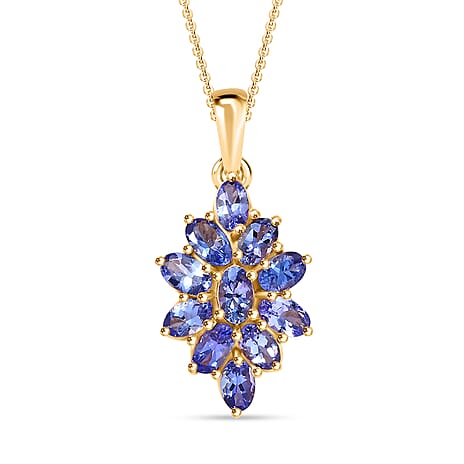 Tanzanite Pendant With Chain (Size 20) in 18K YG Vermeil Yellow Gold Plated Sterling Silver 2.60 Ct.