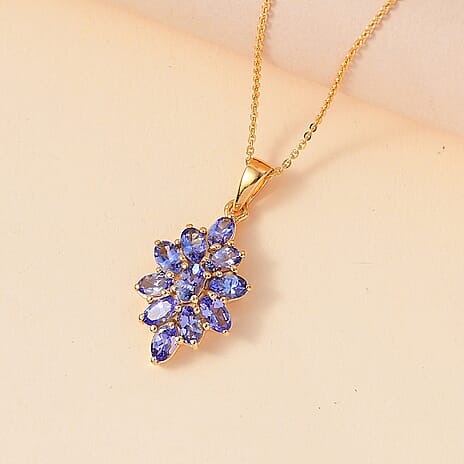 Tanzanite Pendant With Chain (Size 20) in 18K YG Vermeil Yellow Gold Plated Sterling Silver 2.60 Ct.
