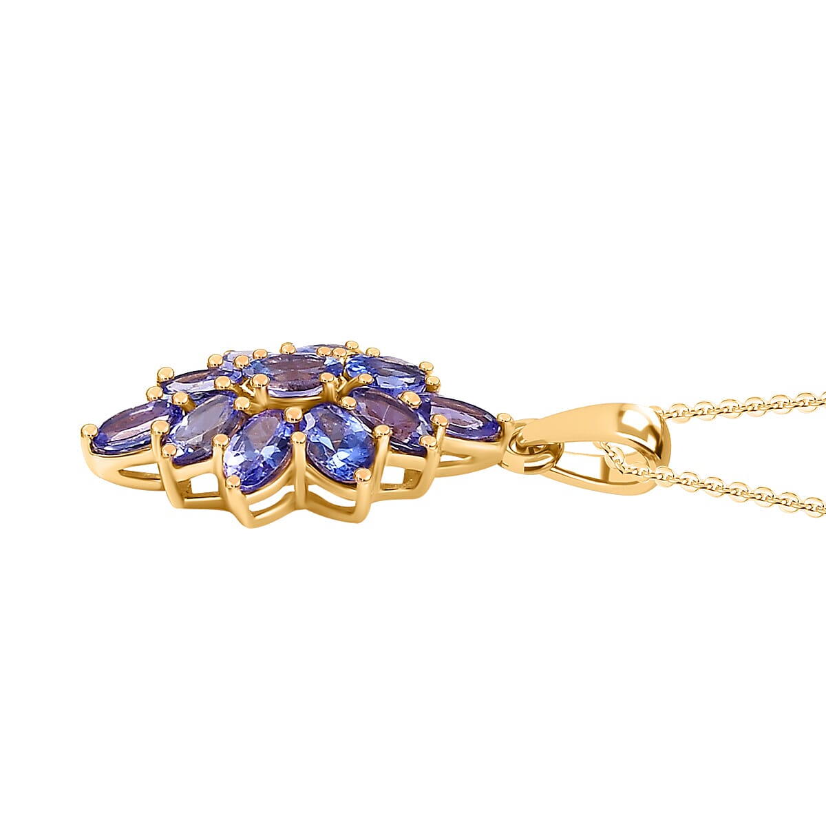Tanzanite Pendant With Chain (Size 20) in 18K Vermeil Yellow Gold Plated Sterling Silver 2.60 Ct.