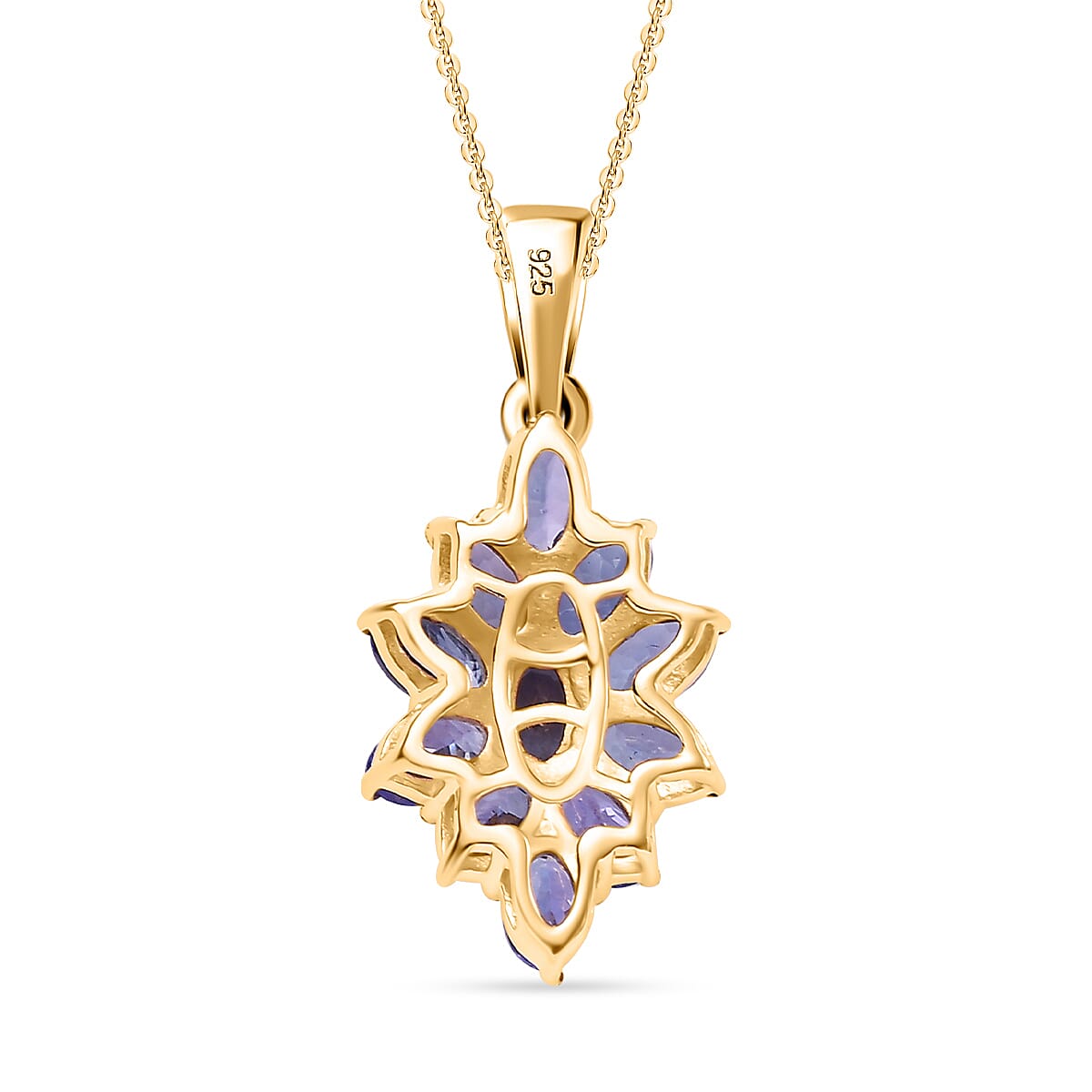 Tanzanite Pendant With Chain (Size 20) in 18K Vermeil Yellow Gold Plated Sterling Silver 2.60 Ct.