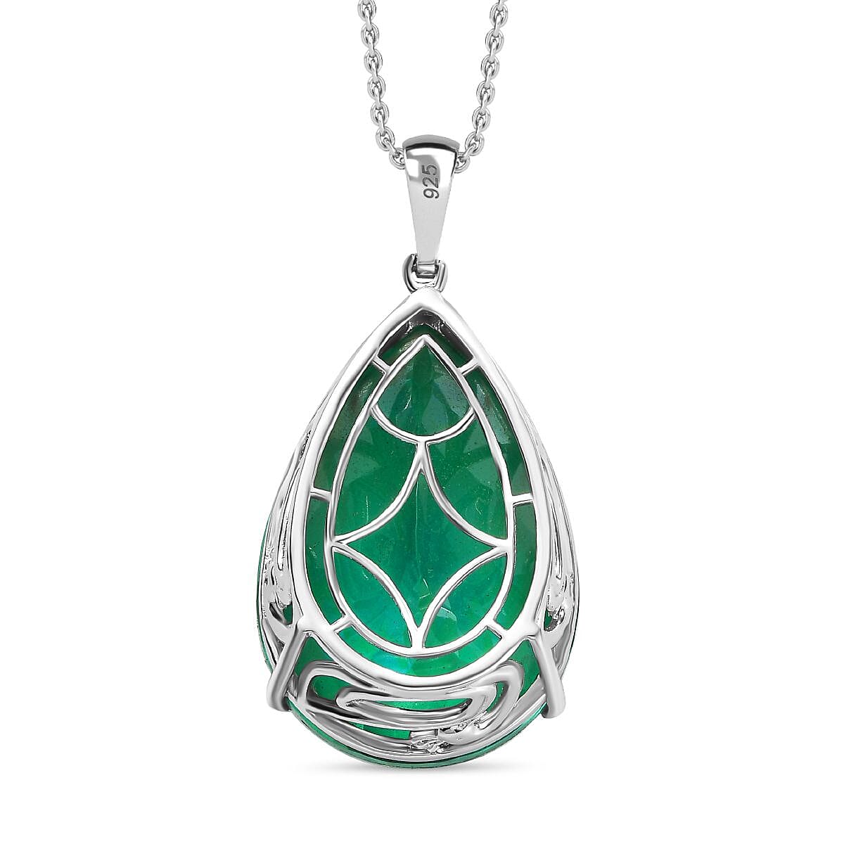 First Time Ever- Peacock Triplet Quartz Pendant (Size 20) in Rhodium Sterling Silver 100 Cts  Silver Wt- 12.00 Gms