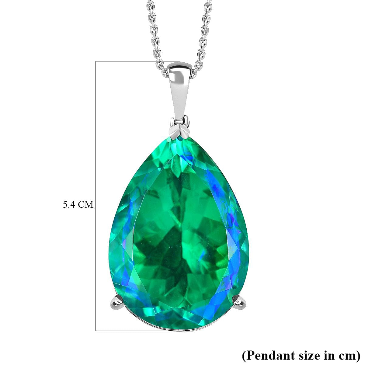 First Time Ever- Peacock Triplet Quartz Pendant (Size 20) in Rhodium Sterling Silver 100 Cts  Silver Wt- 12.00 Gms