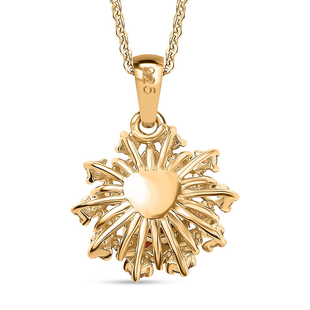 Salamanca Fire Opal, Citrine Pendant with Chain (Size 20) in 18K YG Vermeil Sterling Silver