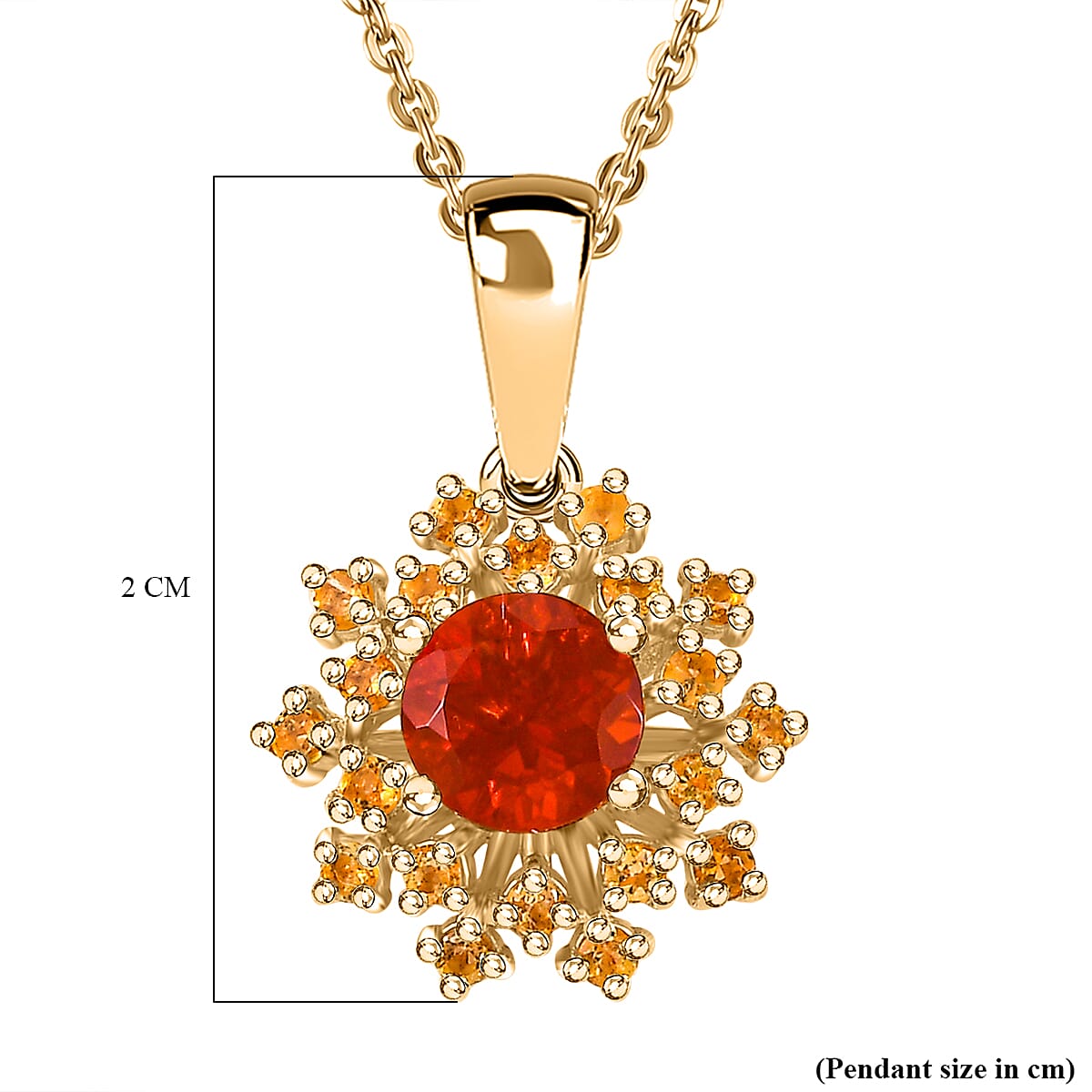 Salamanca Fire Opal, Citrine Pendant with Chain (Size 20) in 18K YG Vermeil Sterling Silver