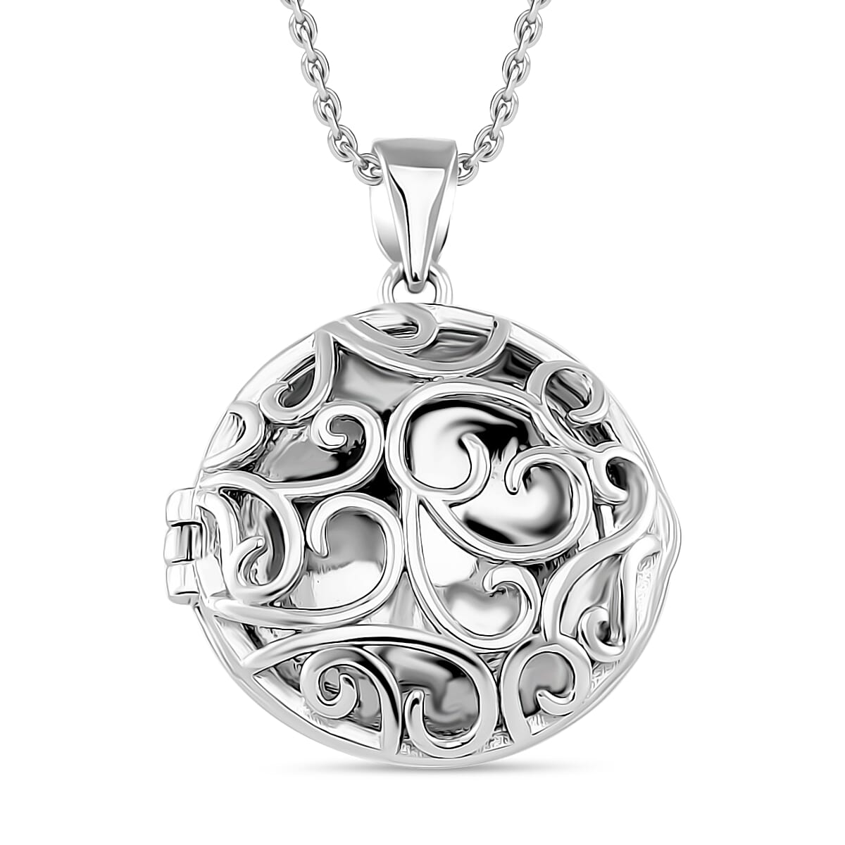 Lucy Q Filigree Pendant with Chain (Size 18) in Rhodium Overlay Sterling Silver, Silver Wt. 7.00 Gms.