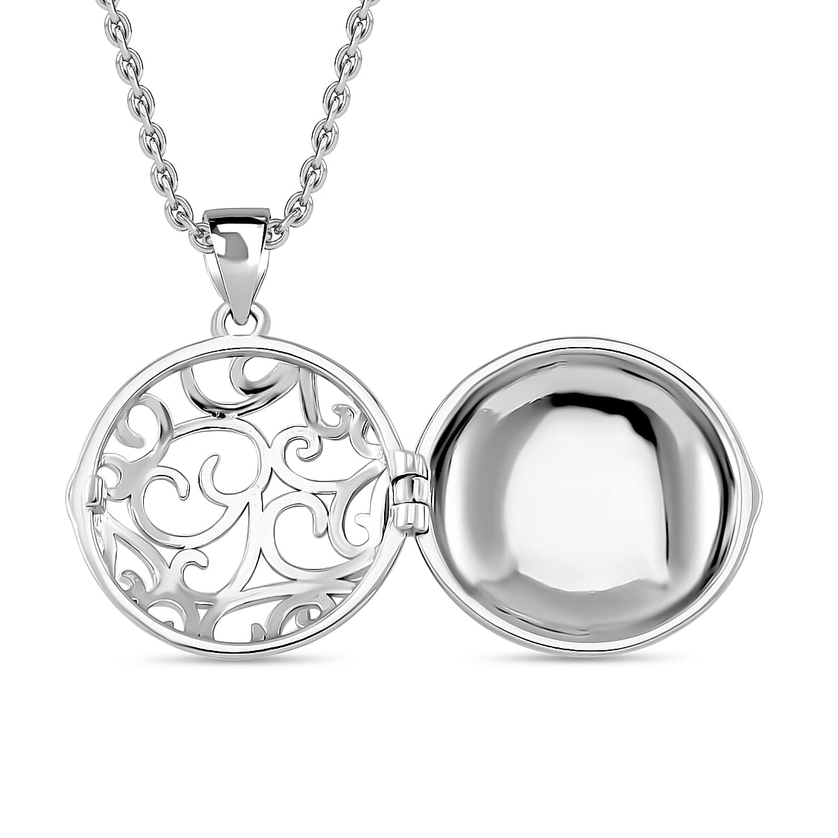 Lucy Q Filigree Pendant with Chain (Size 18) in Rhodium Overlay Sterling Silver, Silver Wt. 7.00 Gms.