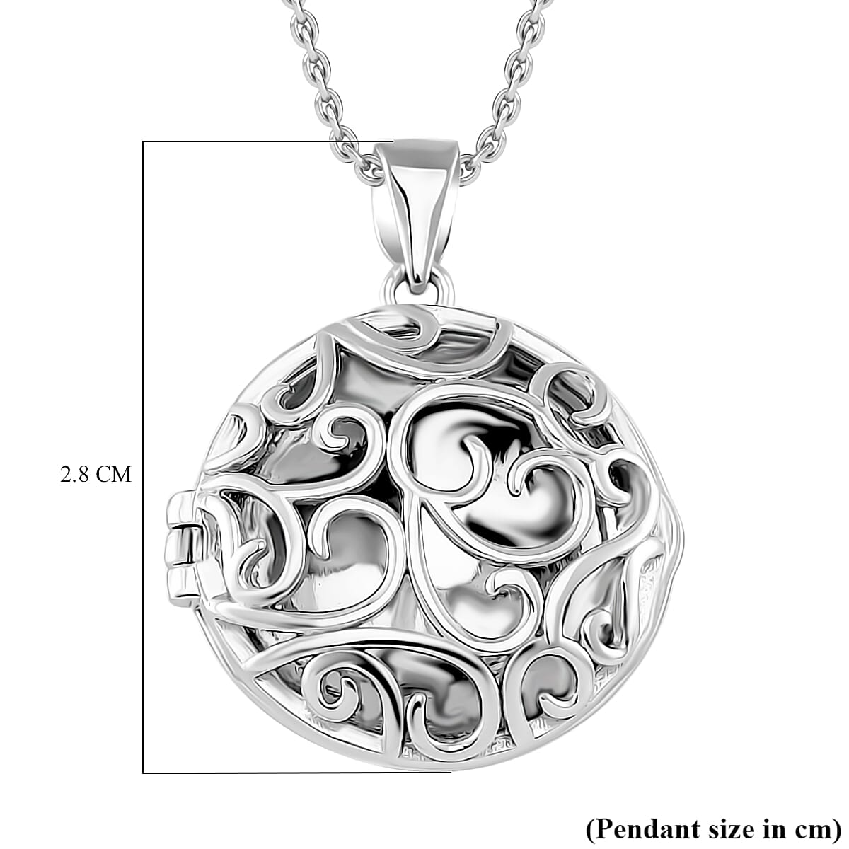 Lucy Q Filigree Pendant with Chain (Size 18) in Rhodium Overlay Sterling Silver, Silver Wt. 7.00 Gms.