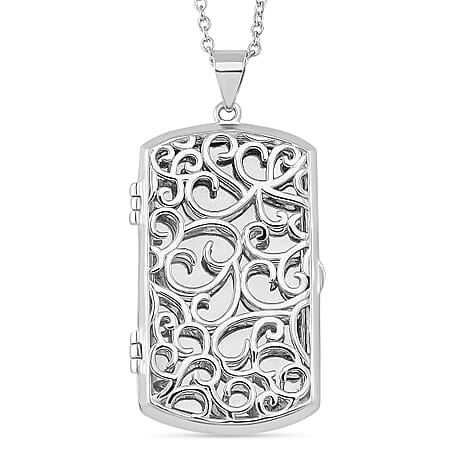 Brand New - Lucy Q Filigree Pendant with Chain (Size - 18) With Lobster Clasp in Rhodium Overlay Sterling Silver