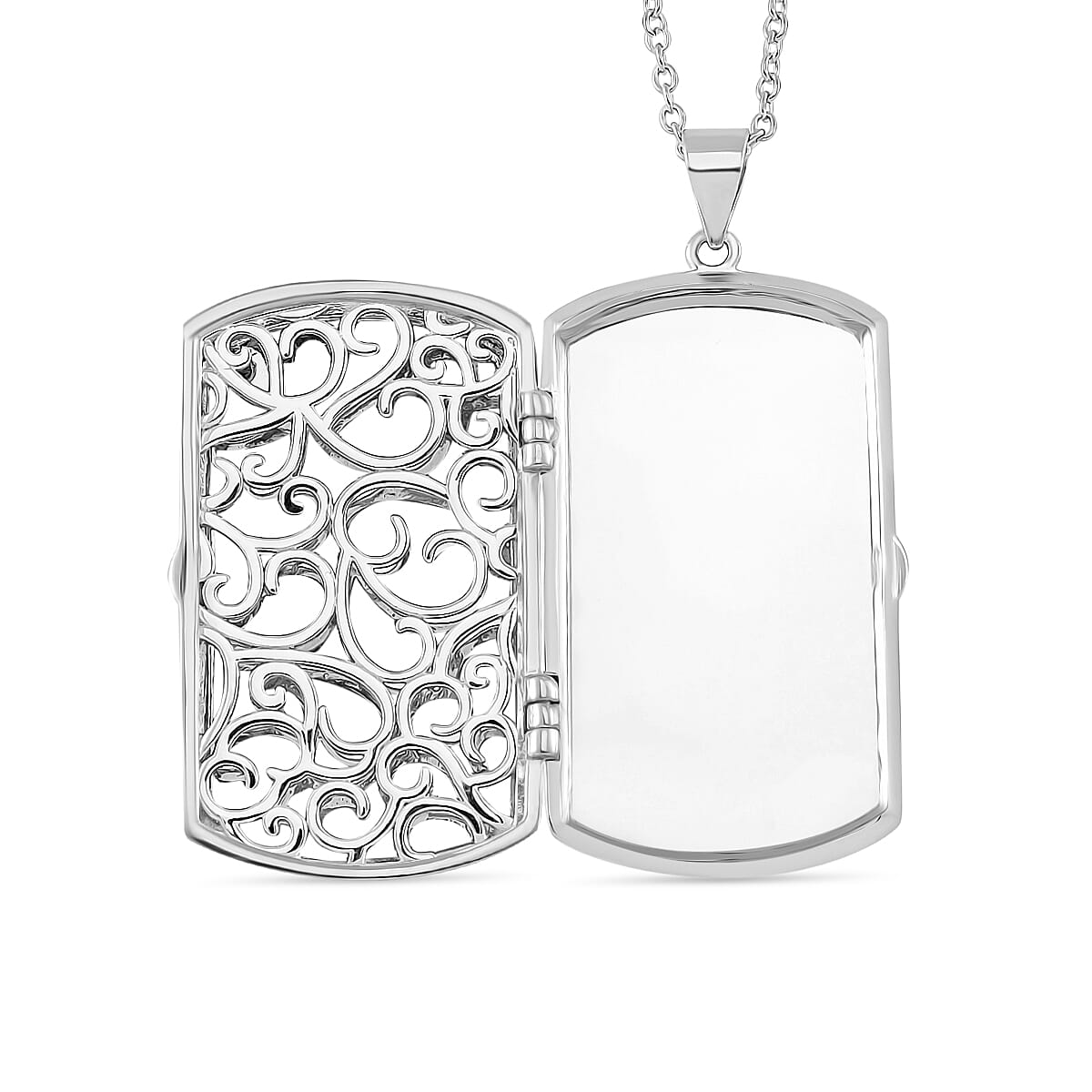 Lucy Q Filigree Pendant with Chain (Size - 18) With Lobster Clasp in Rhodium Overlay Sterling Silver Lucy Q Filigree Pendant with Chain (Size - 18) With Lobster Clasp in Rhodium Overlay Sterling Silver