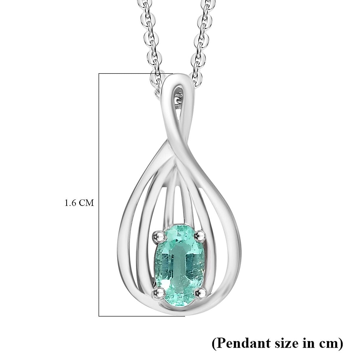 Colombian Emerald infinity Solitaire Pendant with Chain (Size 20) in Rhodium Overlay Sterling Silver