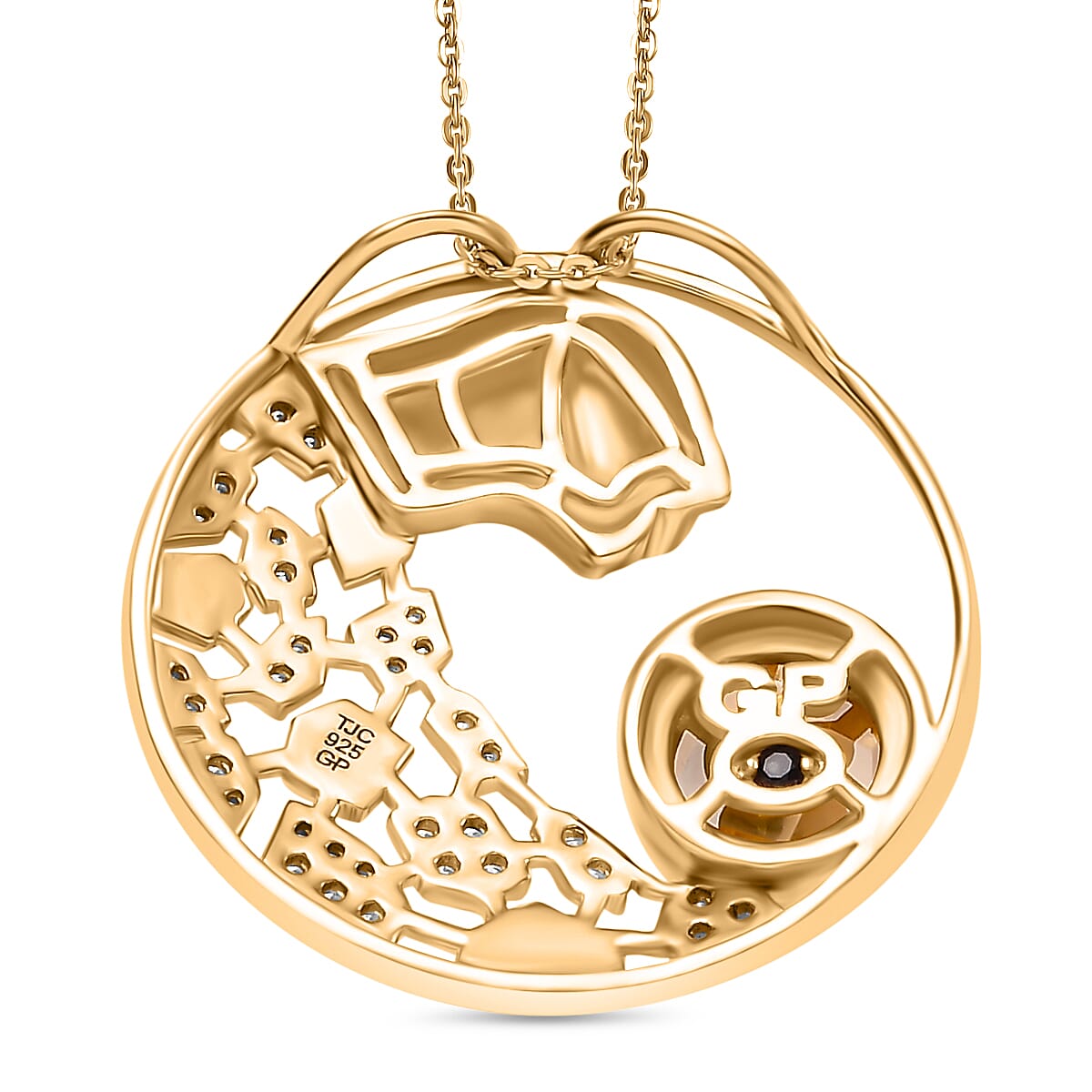 GP Tiger Totem Collection - Citrine & Black Spinel Tiger Pendant with Silver Chain (Size 20) in 18K Vermeil Yellow Gold Plated Sterlng Silver 2.30 Ct