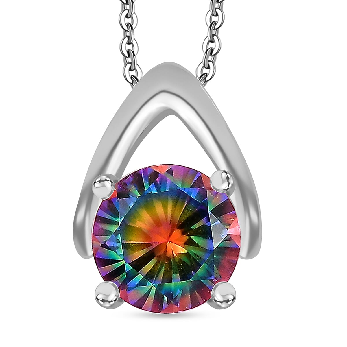 TJC Launch Nebula Quartz Doublet Pendant with Chain (Size 20) in Rhodium Overlay Sterling Silver 2.120 Ct.