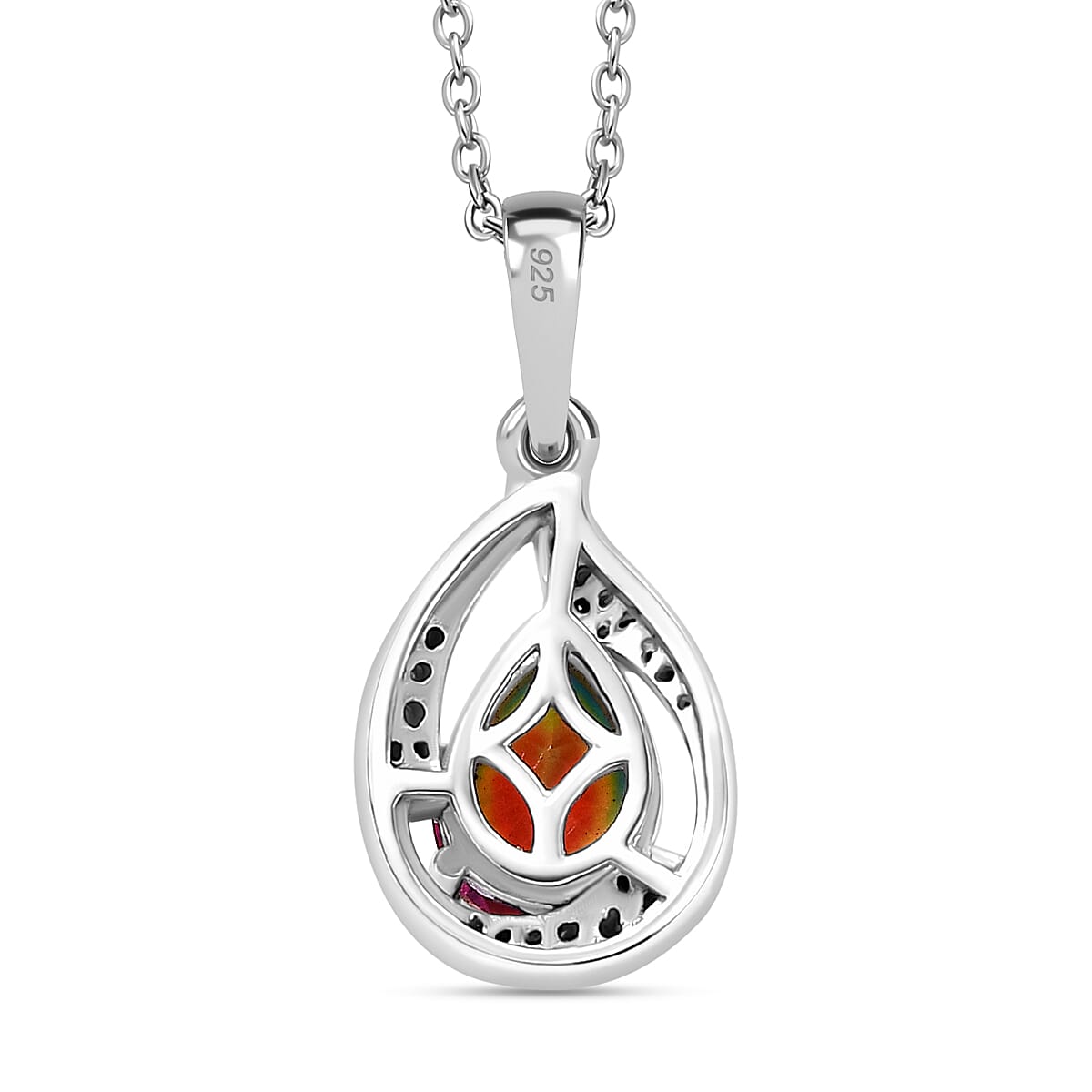 TJC Launch Nebula Quartz Doublet & White Zircon Pendant with Chain (Size 20) in Rhodium Overlay Sterling Silver 1.920 Ct.