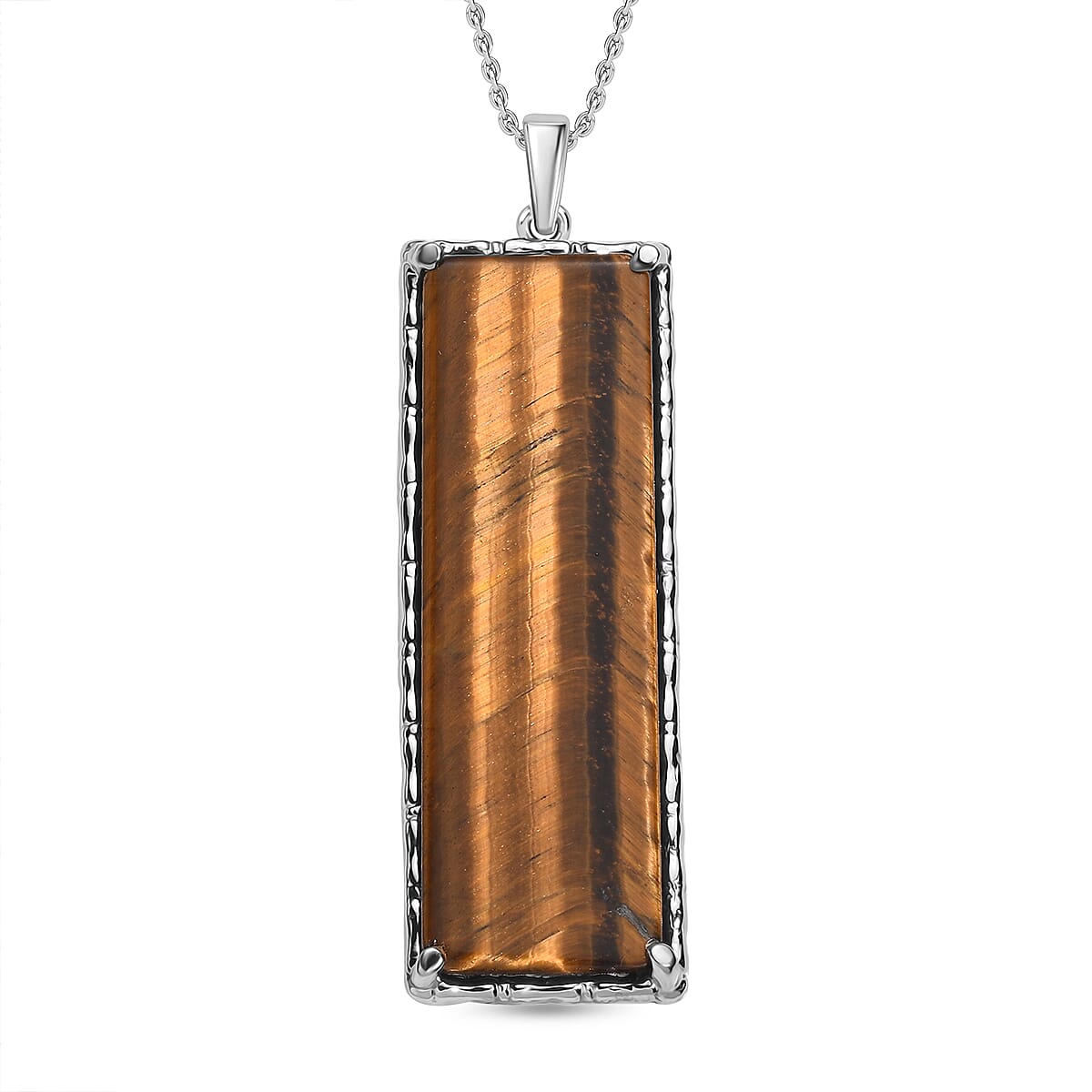 Tigers Eye Pendant & Chain with Magnetic Clasp (Size 20) 48.00 Ct.